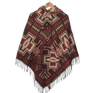 Wool fringe poncho made in Nepal